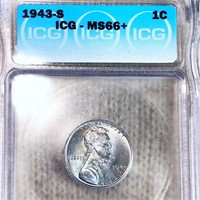 1943-S Lincoln Steel Wheat Penny ICG - MS66+