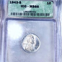 1943-S Steel Lincoln Wheat Penny ICG - MS66