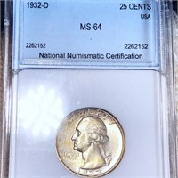 1932-D Washington Silver Quarter NNC - MS64