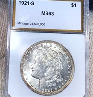 1921-S Morgan Silver Dollar PCI - MS63
