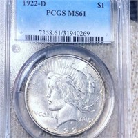 1922-D Silver Peace Dollar PCGS - MS61