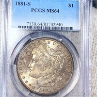 1881-S Morgan Silver Dollar PCGS - MS64