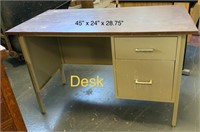 Steel Single Pedestal Desk (lots of wear)