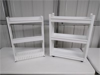 2 Plastic Shelves with Wheels-24" x 32" & 21"x 30"