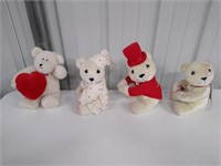 4 Stuffed Heart Bears-- 8" tall