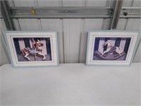 Carousel & Rocking Horse Framed Pictures-21" x 17"