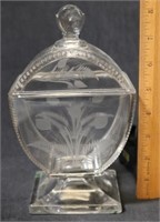 Etched Glass Candy Dish