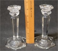 Pair Glass Candleholders - 2pc.