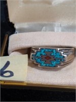 Mens sterling tourqise ring sz 11-1/2