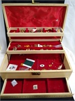 Jewelry box with pins and buttons