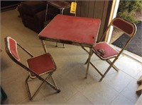 Stool, folding chairs & card table