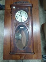 Antique Oak Wall Clock 35" tall