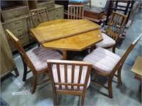 Octagon Table & 6 Chairs 42" w Leaf