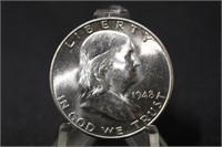 1948-D Uncirculated +++ Franklin Half Dollar Key