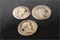 Lot of 3 Silver Ancient Roman Coins (w/holes)