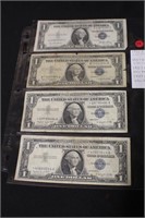 Lot of 4 $1 Silver Certificates 1 Star