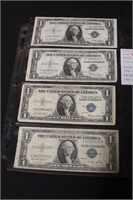 Lot of 4 $1 Silver Certificates