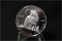 1/2 oz. .9999 Pure Silver Grey Wolf Coin