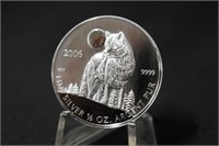 1/2 oz. .9999 Pure Silver Grey Wolf Coin