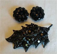 broach and earrings