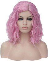 TopWigy Women Pink Cosplay Wig Medium Length Curly