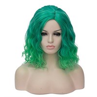 TopWigy Women Green Cosplay Wig Medium Length Curl