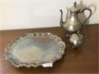 Silver Plated Tray and Dishes