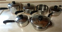 set of revere ware copper bottom pans