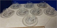 8 candlewick cups and saucers with lunch plates