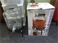 Glass Beverage Dispenser and Metal Stand