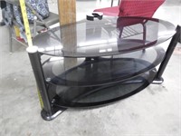 Oval TV Stand, 3-Teir, Glass Shelf