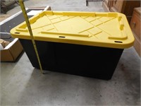 Black Storage Tote w/Yellow Lid, 27 Gallon