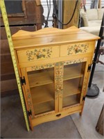 Small Wooden Cabinet w/Glass Doors 33.5"H