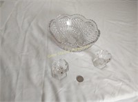Salt/ 6 spoons/ Clear glass bowl