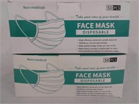 2 boxes 50 of new disposable face masks