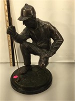 Bronze statue , hollow cast, Golfer with putter,