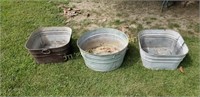 3 galvanized tubs