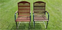 two outdoor chairs and bench