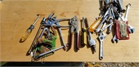 misc wrenches, pliers, and screw drivers
