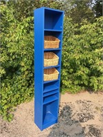 Tall Pressed Wood Storage Shelf W/Baskets