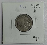 1925-D  Buffalo Nickel  F