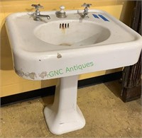 Antique white porcelain iron sink, original waste