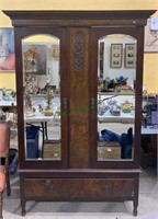 Antique French armoire closet cabinet, two