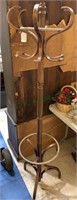 Vintage wood coat rack, rotating top with six