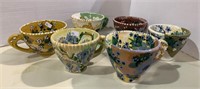Set of six cups, hand-painted Russian pottery tea