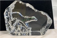 Mats Jonasson large cougar cat crystal glass