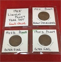 Coins, 1925 Lincoln penny year set, good value.