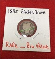 1895 barber dime, rare, big value.(1178)
