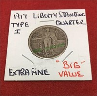 1917 liberty standing quarter, type one, extra