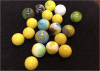 Vintage shooter marbles, different sizes,